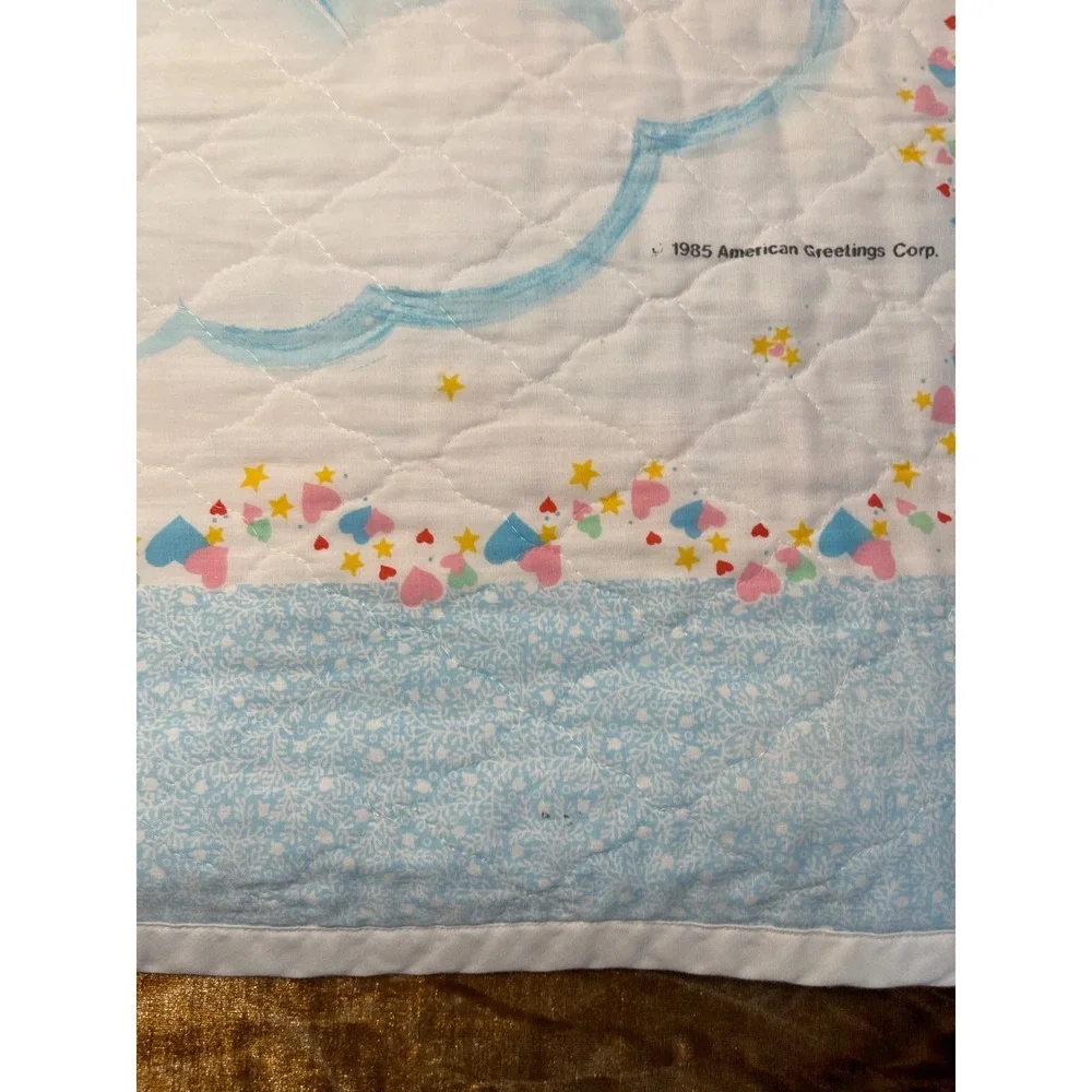 Vintage 1985 Care Bears Brave Heart Lion Quilted Baby Blanket American Greetings
